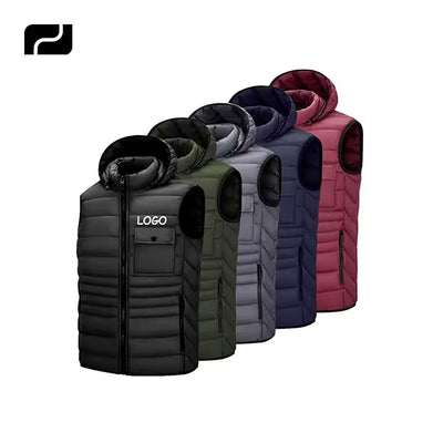 Hot Selling OEM Custom Men's Winter Warm Puffer Jacket Vest Casual Lightweight Solid Color Sleeveless Vest Jacket for Men